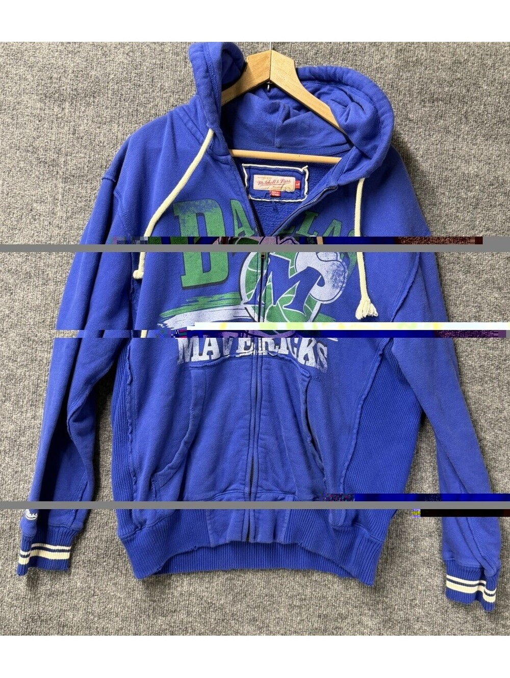 Dallas Mavericks Mitchell & Ness Warm Up Full Zip Hoodie Jacket Vintage Large